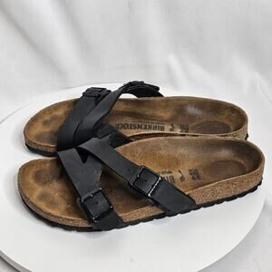 Birkenstock Yao Slide Sandals Womens Size 39 US Size 8-8.5 Narrow Black Leather